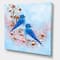 Designart - Two Blue Birds Sitting On A Branch With Berries - Traditional Canvas Wall Art Print